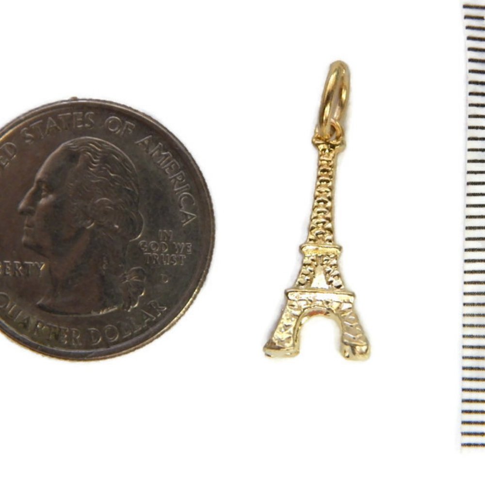 14k Yellow Gold Eiffel Tower pendant charm!! - Picture 3 of 3